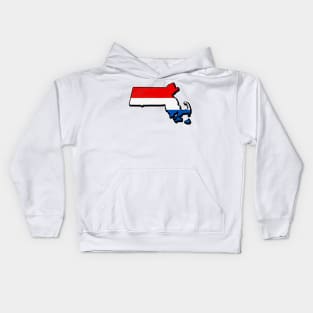 Red, White, and Blue Massachusetts Outline Kids Hoodie